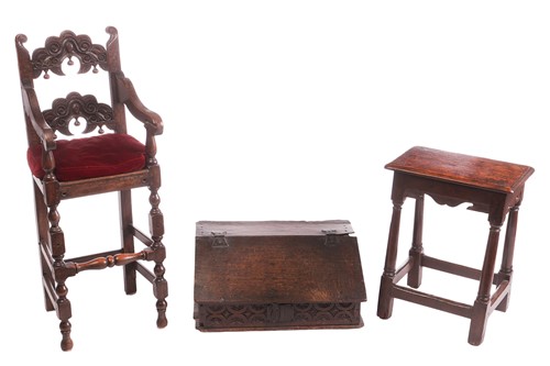 Lot 24 - An 18th-century oak joint stool, with turned...