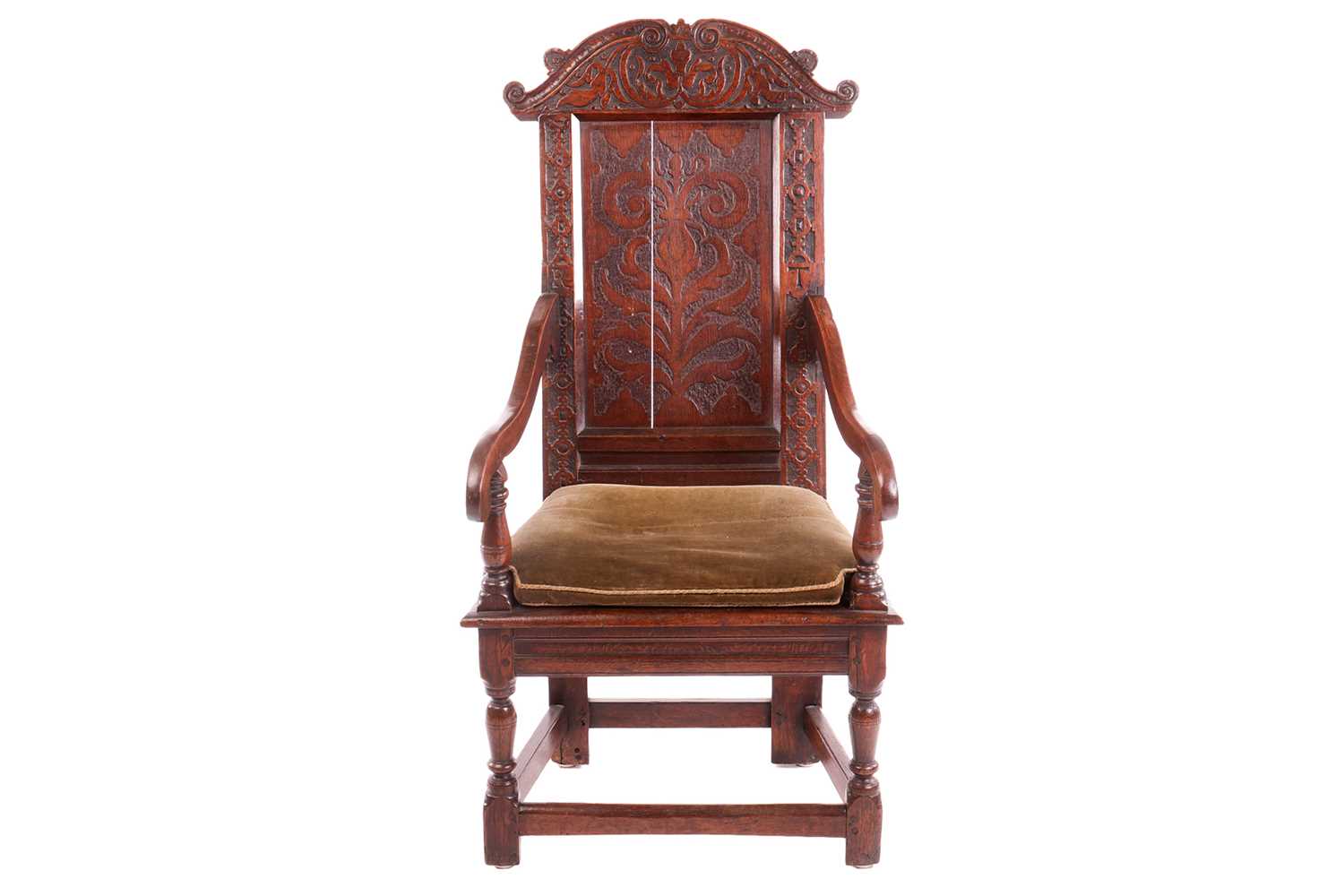 Lot 41 - An 18th-century oak wainscot chair, with a...