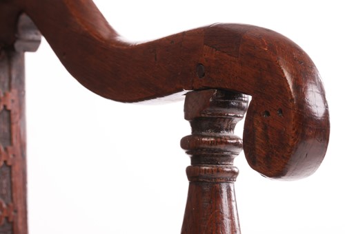 Lot 41 - An 18th-century oak wainscot chair, with a...