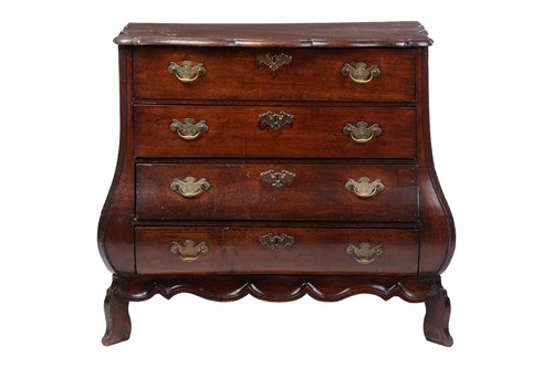 Lot 34 - A 19th-century Dutch oak bombe chest of...