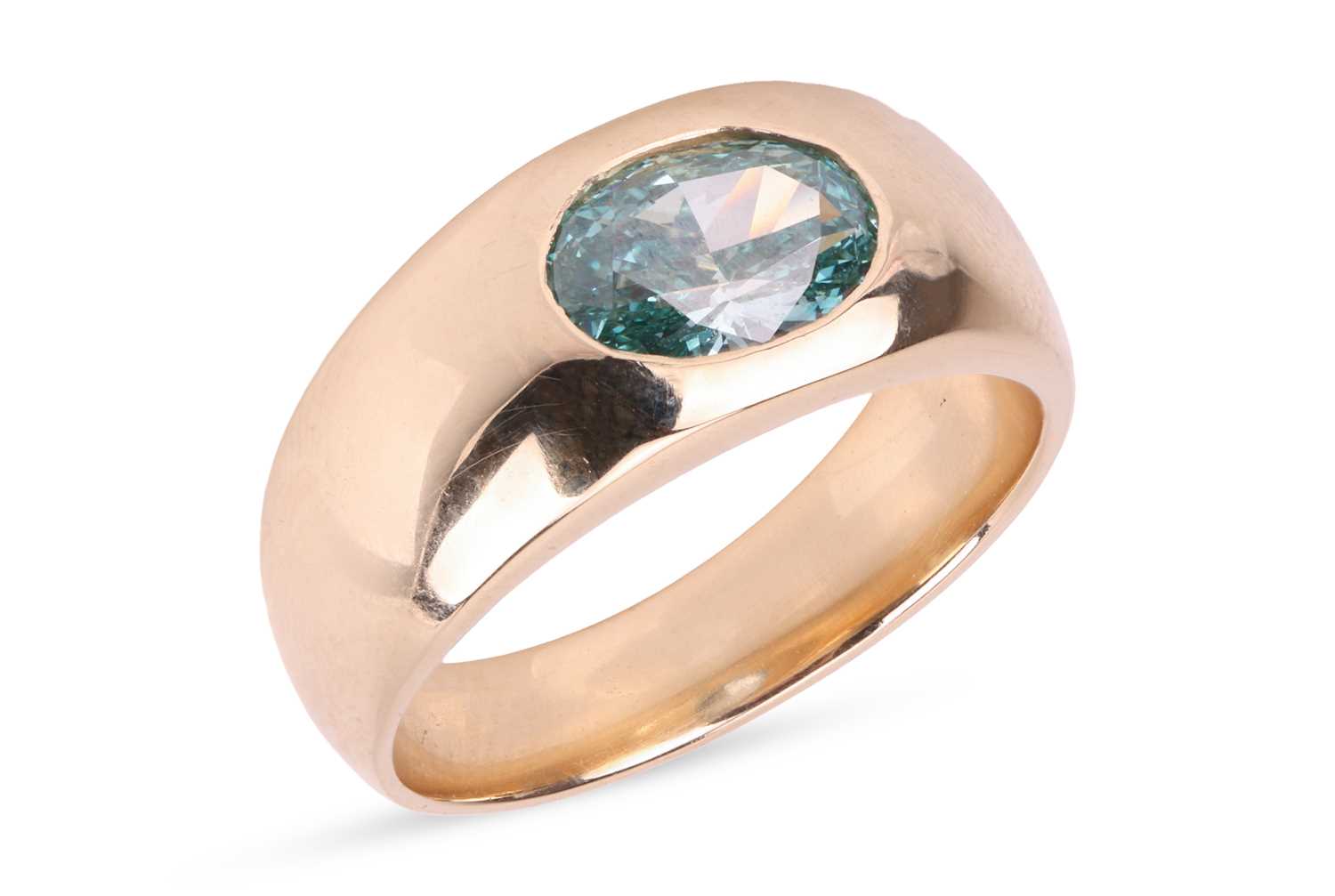 Lot A greenish-blue diamond ring, featuring a...