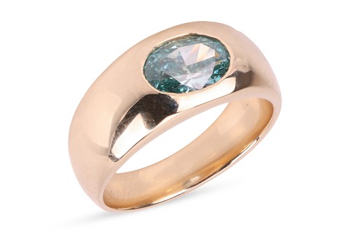 Lot A greenish-blue diamond ring, featuring a...