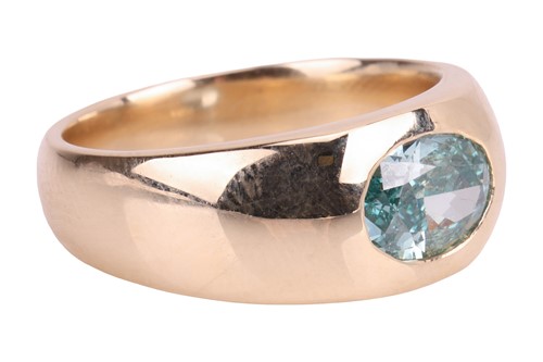Lot A greenish-blue diamond ring, featuring a...