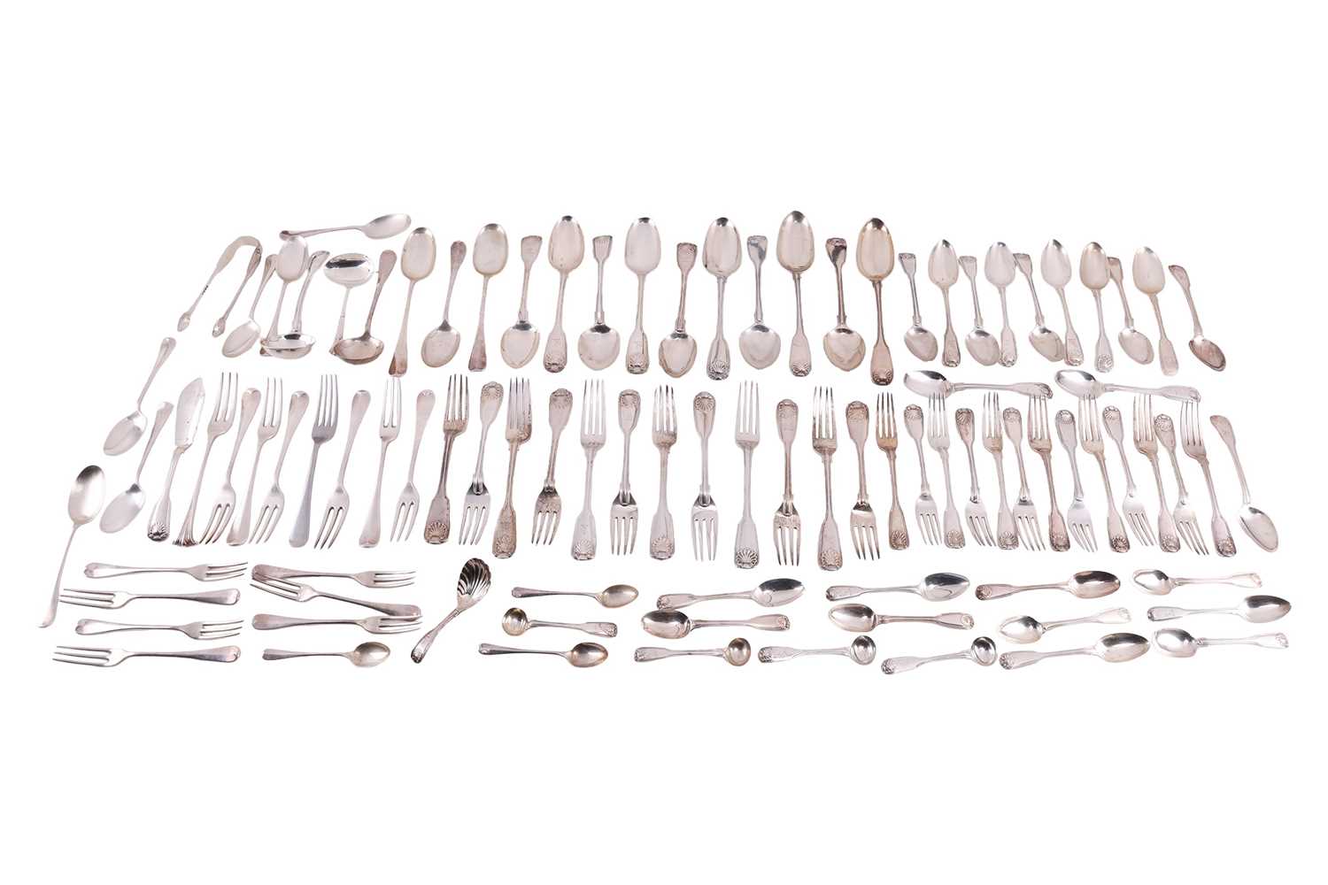Lot 240 - A large collection of mixed silver flatware,...