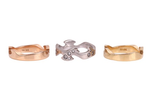 Lot 168 - Georg Jensen - A 'Fusion' three-piece ring in...