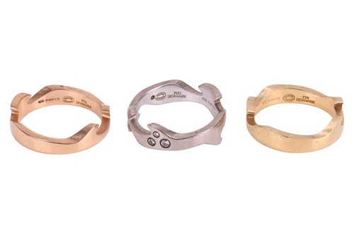 Lot 168 - Georg Jensen - A 'Fusion' three-piece ring in...