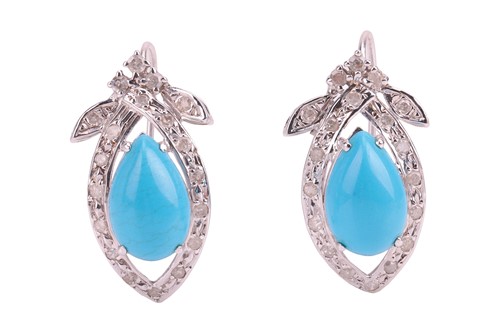 Lot 82 - A pair of immitation turquoise and diamond...