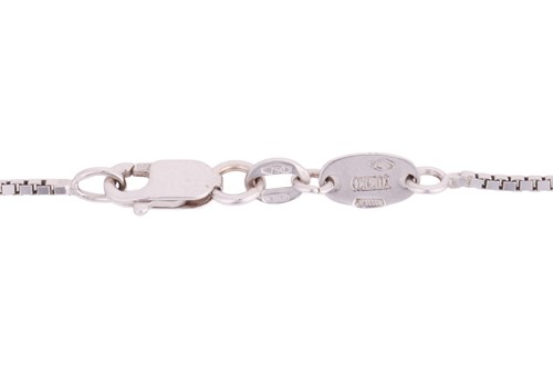 Lot 130 - A pearl and diamond pendant and chain, the...