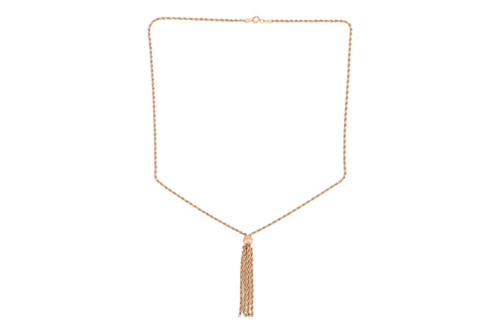 Lot A rope twist necklace, with tassle details to...