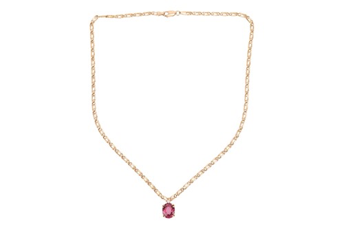 Lot 114 - A tourmaline and diamond pendant and chain,...