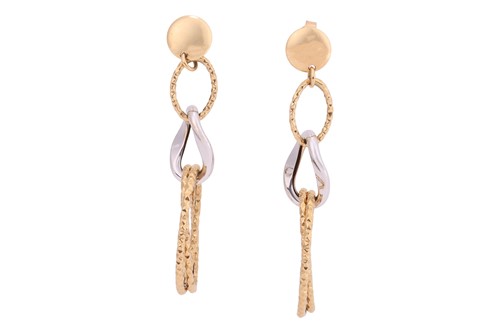 Lot 145 - A pair of drop earrings, comprising white and...