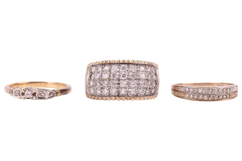 Lot 47 - Three rings, to include, a diamond five-stone...