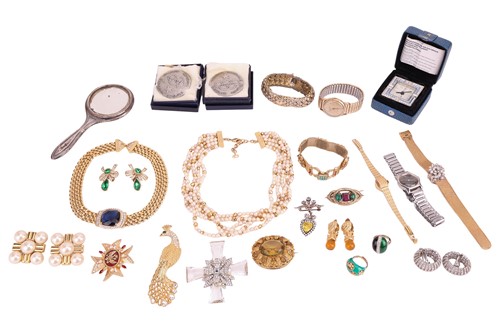 Lot 124 - A selection of costume jewellery and watches;...
