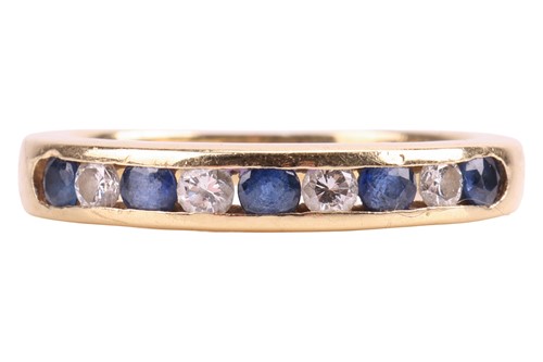 Lot 138 - A sapphire and diamond half eternity ring,...