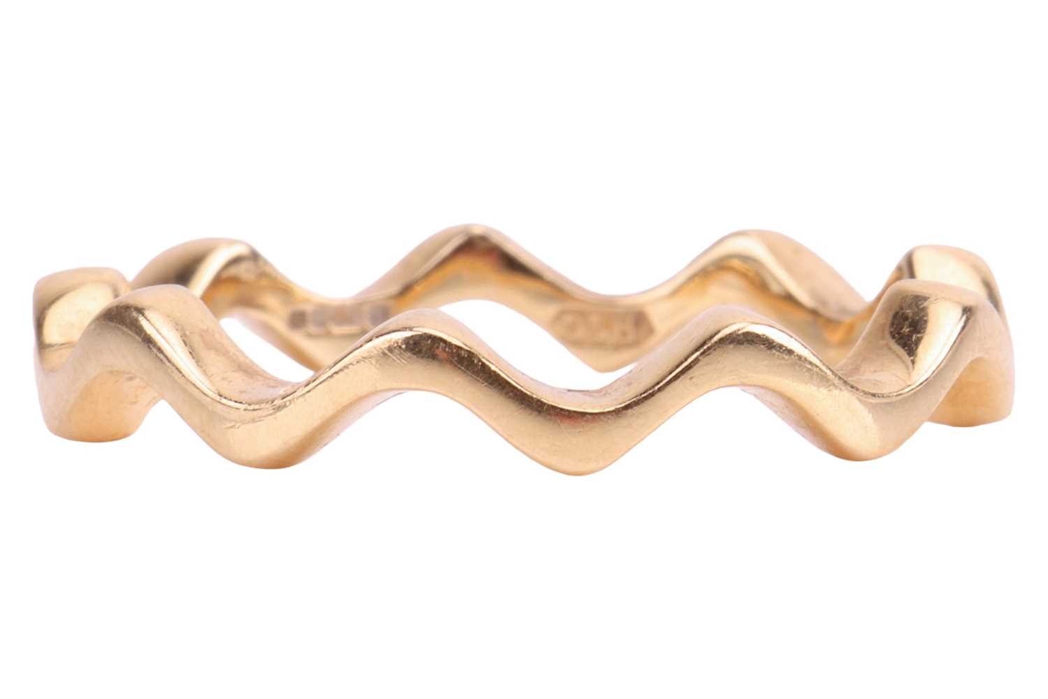 Lot 141 - An 18ct gold band ring, of wavy abstract...