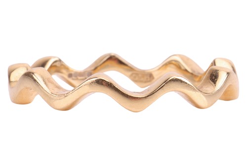 Lot 141 - An 18ct gold band ring, of wavy abstract...
