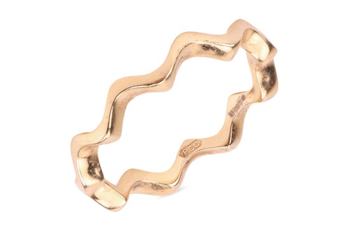 Lot 141 - An 18ct gold band ring, of wavy abstract...