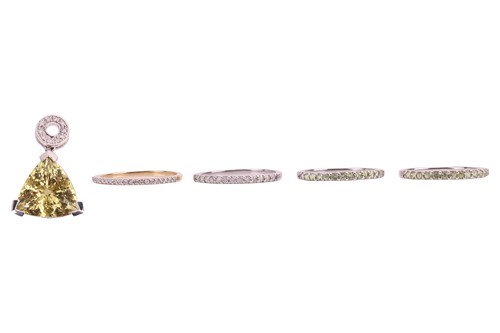 Lot 68 - Four half eternity rings and a pendant; two...