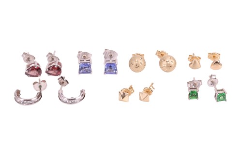 Lot 115 - A collection of seven stud earrings, including...