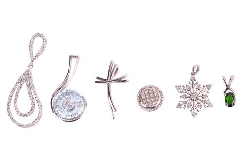 Lot 73 - A collection of six pendants, to include; a...