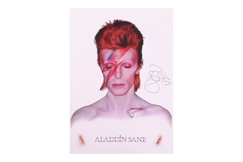 Lot David Bowie: a signed 'Aladdin Sane' A3 colour...