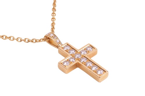 Lot 179 - Cartier - An 18ct gold diamond-set cross...