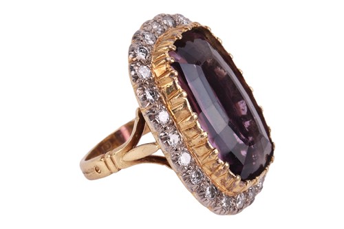 Lot 91 - An amethyst and diamond cocktail ring,...