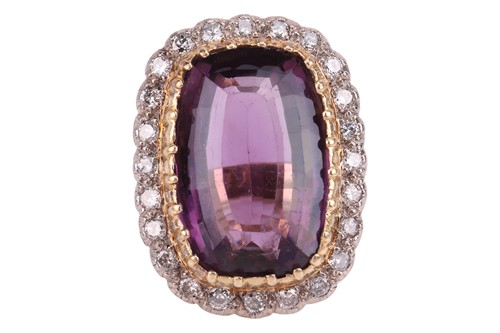 Lot 91 - An amethyst and diamond cocktail ring,...