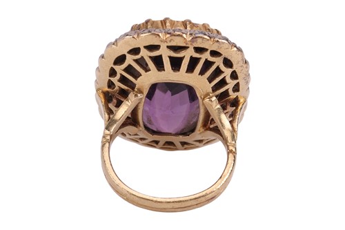 Lot 91 - An amethyst and diamond cocktail ring,...