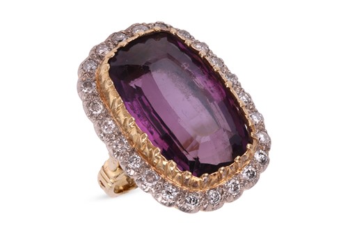 Lot 91 - An amethyst and diamond cocktail ring,...