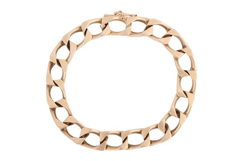Lot 110 - A 14ct gold curb link bracelet, of solid...