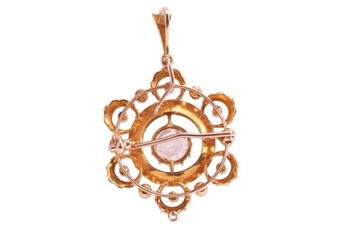 Lot 24 - A seed pearl brooch-cum-pendant, of floral...