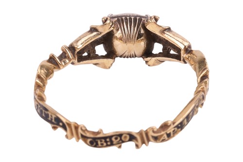 Lot A mid-18th century paste-set mourning ring,...