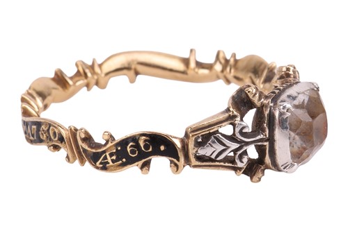 Lot A mid-18th century paste-set mourning ring,...
