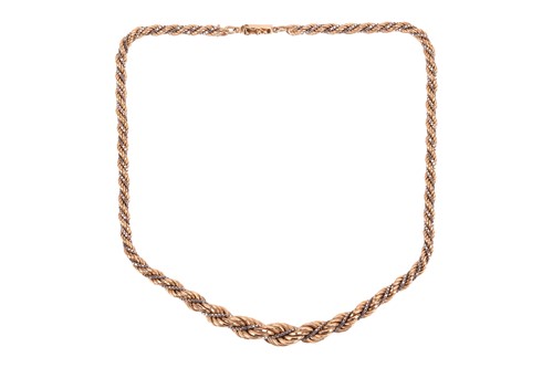 Lot 78 - A graduated rope twist necklace, featuring two...