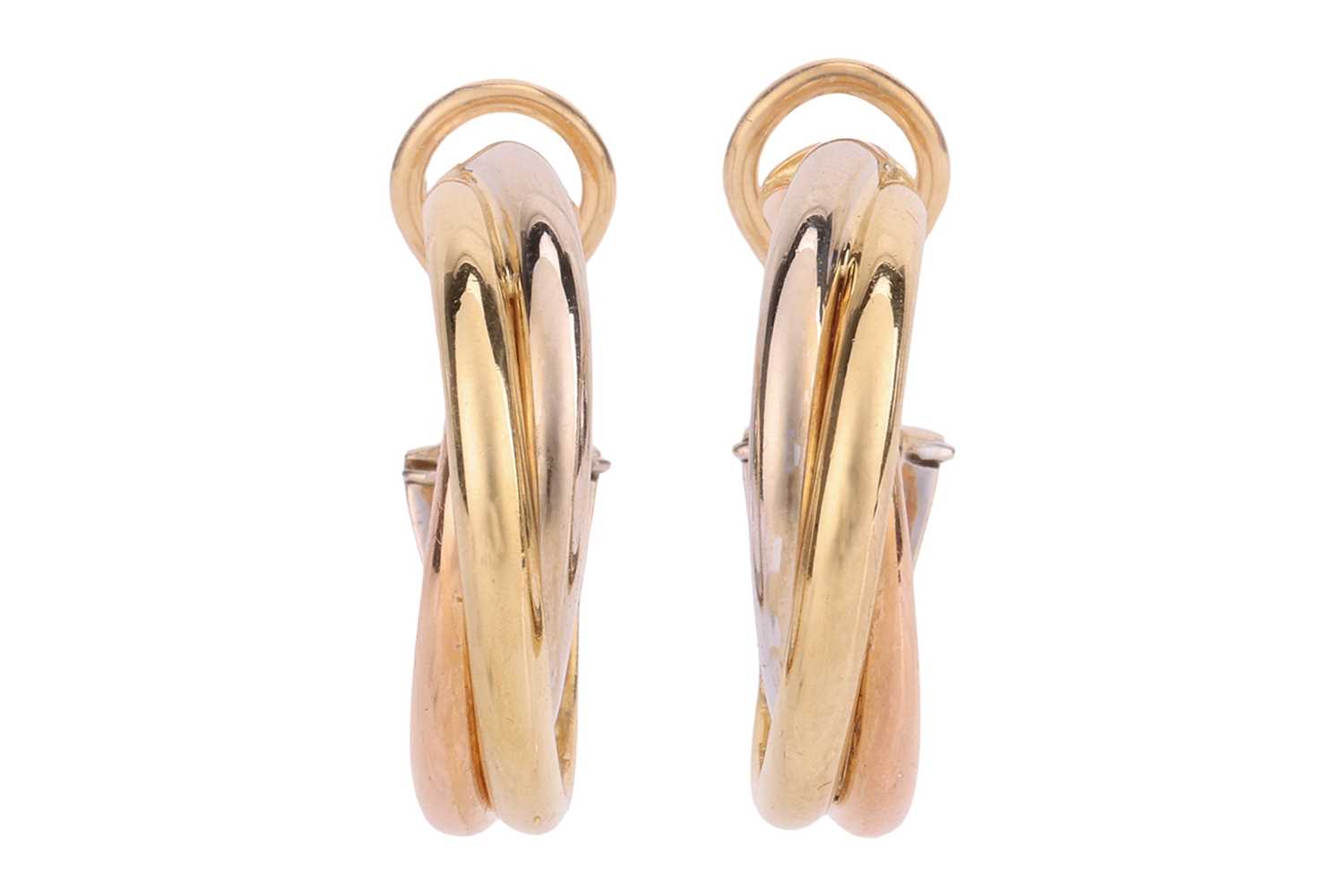 Lot 178 - Cartier - A pair of Trinity hoop earrings,...