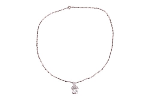 Lot 191 - A diamond pendant on chain, the pendant...