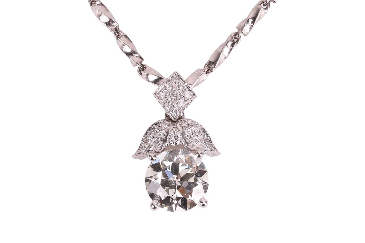 Lot 191 - A diamond pendant on chain, the pendant...