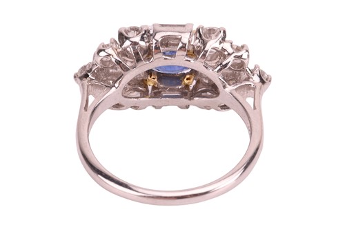 Lot A sapphire and diamond cluster ring,...