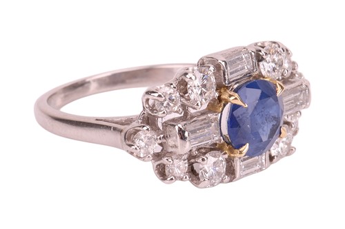 Lot A sapphire and diamond cluster ring,...