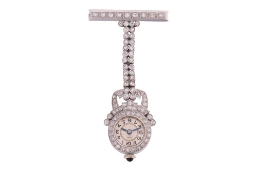 Lot 48 - An early 20th century diamond-set fob watch,...