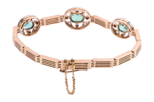 Lot 42 - A Belle Époque link bracelet set with...