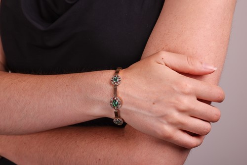 Lot 42 - A Belle Époque link bracelet set with...