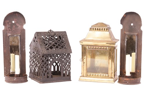 Lot 84 - A pair of early 19th-century wall candle...