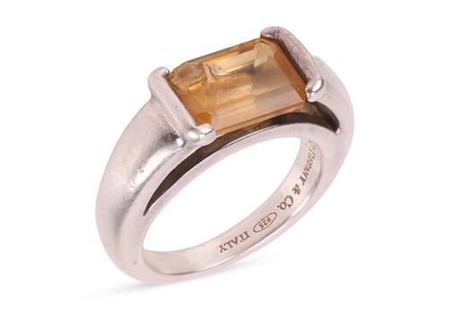 Lot 129 - Tiffany & Co. - A citrine dress ring,...