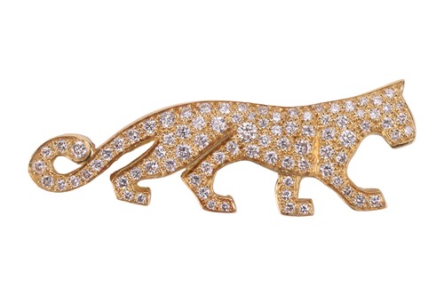 Lot 120 - A diamond panther brooch, depicting a panther...
