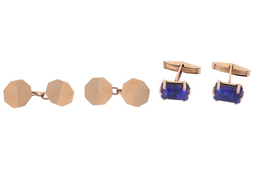 Lot 114 - Two pairs of cufflinks, to include, a pair of...
