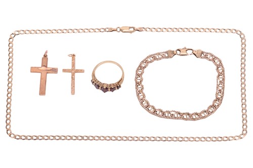 Lot 44 - A mixed lot of jewellery, to include, a garnet...