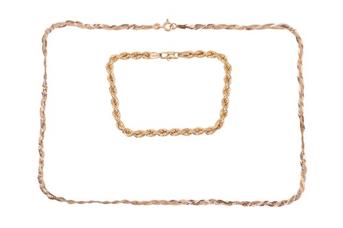 Lot 38 - A braided necklace and a bracelet; The...