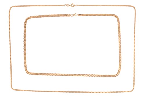 Lot 88 - Two fancy link chain necklaces; one chain...
